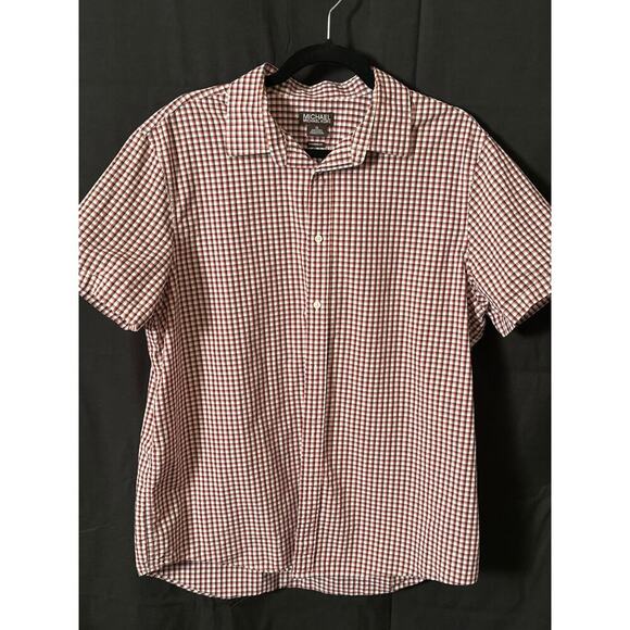 Men’s XL Michael Kors Short Sleeve red checked button down - Picture 1 of 4